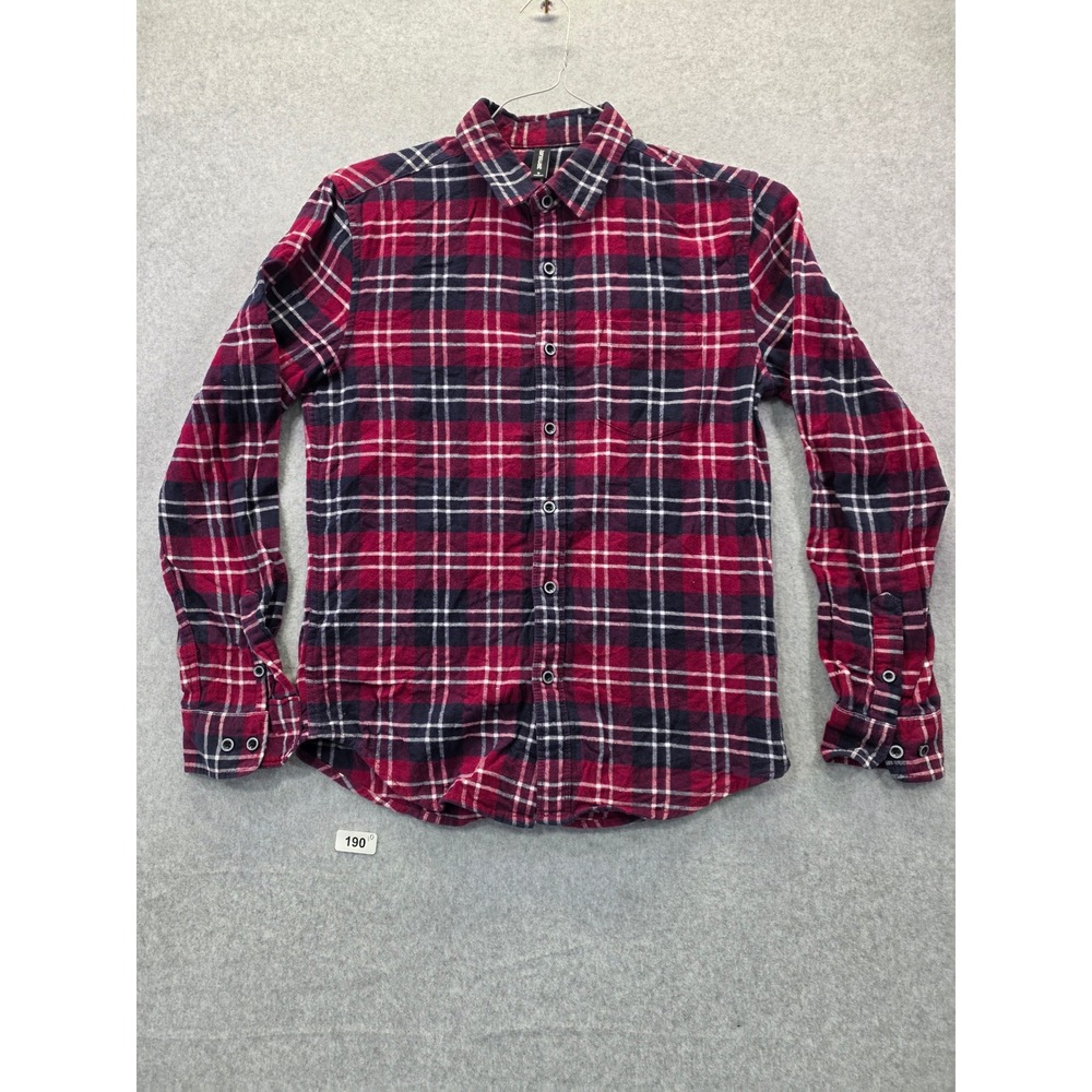 Jeanswest Womens Red Navy Plaid Flannel Button Down‎ Shirt Cotton Size S 170/88A